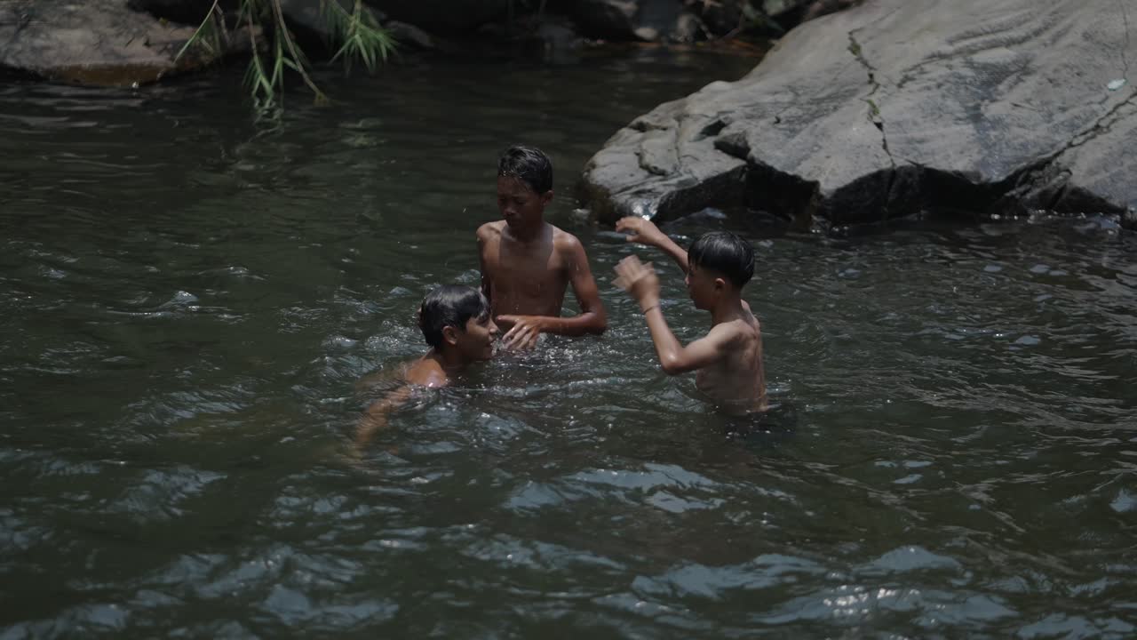 Children Playing in a River