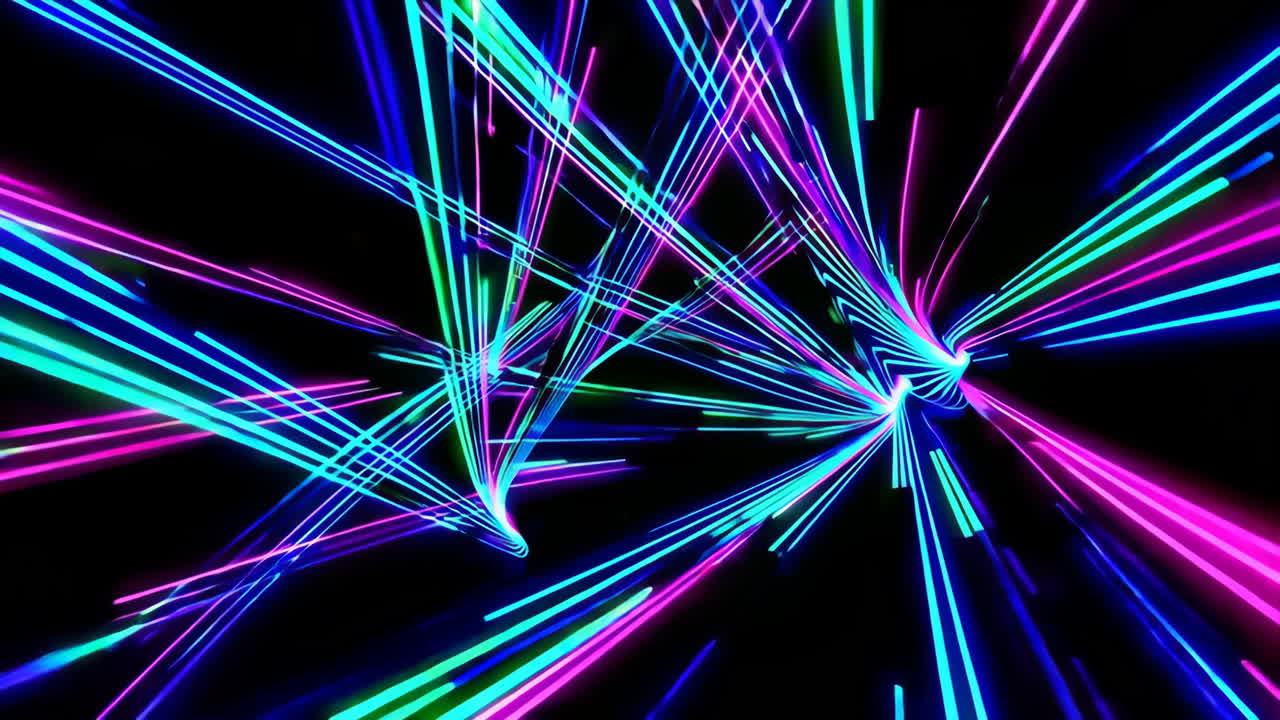 Neon Glowing Lines Abstract Art