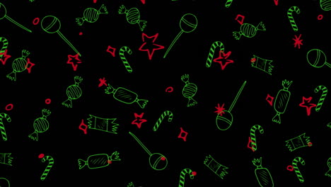 animación del patrón de navidad sobre un fondo negro