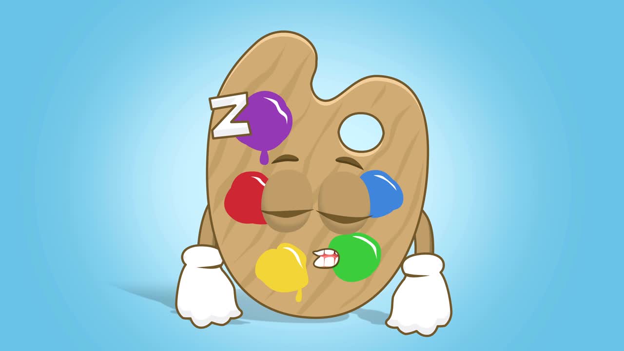 만화 예술가 색상 패 수면 는 얼굴 애니메이션 알파 매트