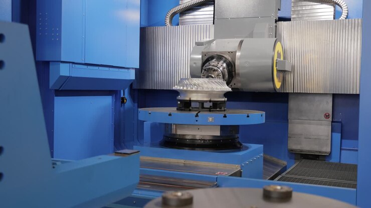 Fresatrice CNC per la lavorazione dei metalli. Taglio della moderna tecnologia di lavorazione del metallo.