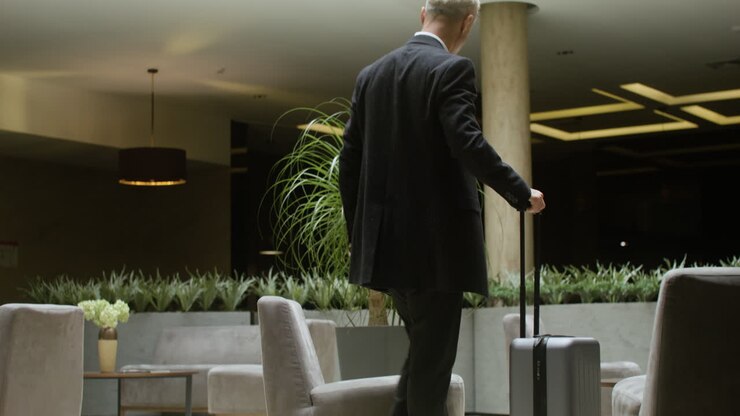 Man sitting at the hotel reception desk