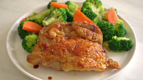 teriyaki chicken steak with broccoli and carrot