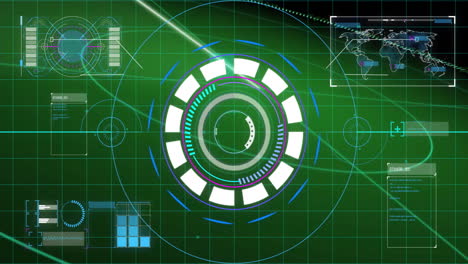 animation of scope scanning with data processing on black background