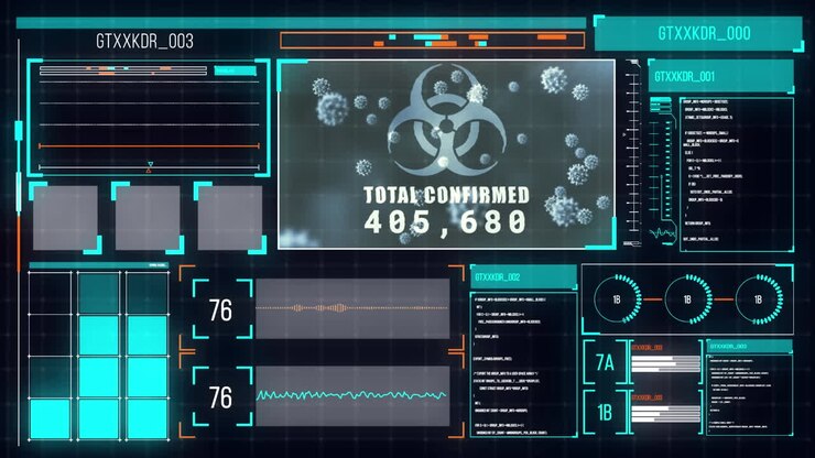 Digital interface against black background