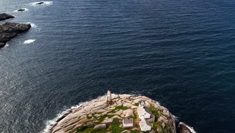 Luftaufnahme-Eines-Leuchtturms-An-Der-Spitze-Von-Henningsvær-Auf-Den-Lofoten,-Norwegen