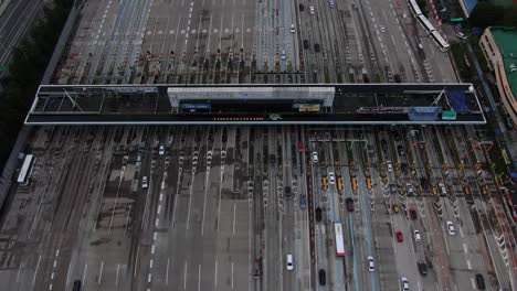 the view of a busy highway from the sky