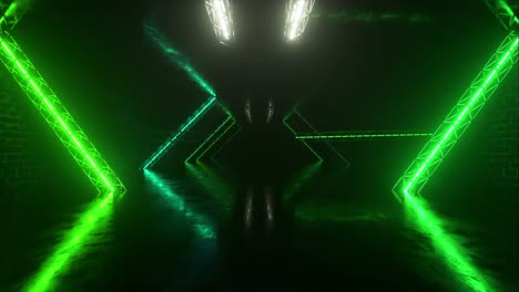 túnel verde de neón renderizado en 3d