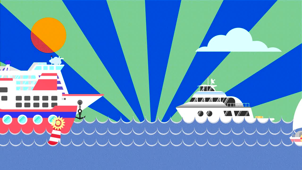 선박과 항해 요트와 함께 루프 애니메이션