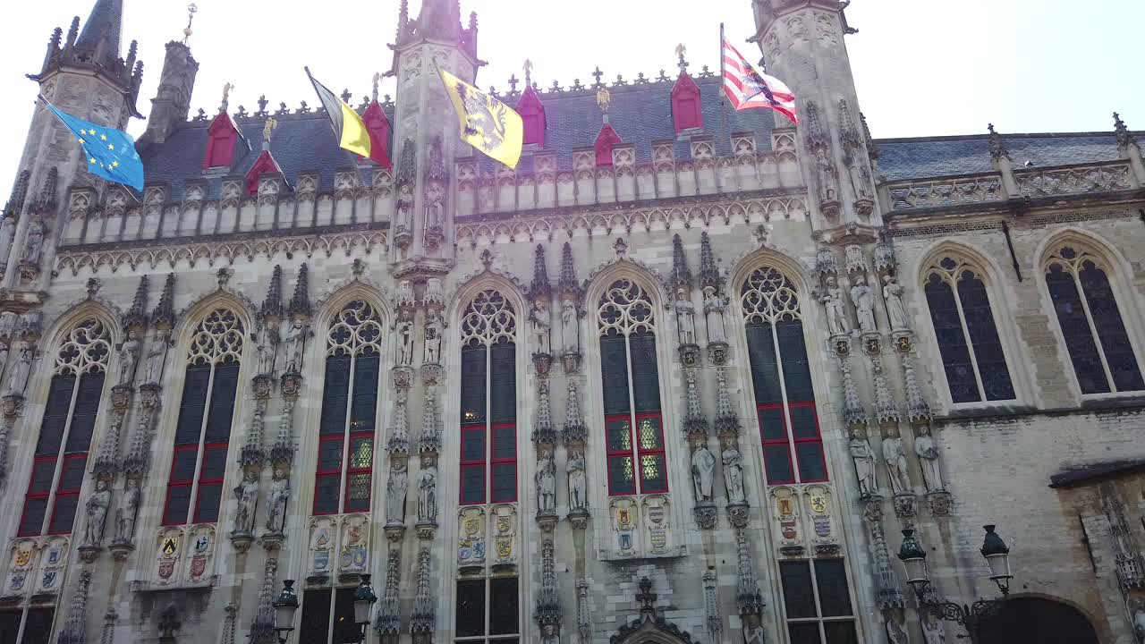 The facade of the City Hall of Bruges, West Flanders, Belgium