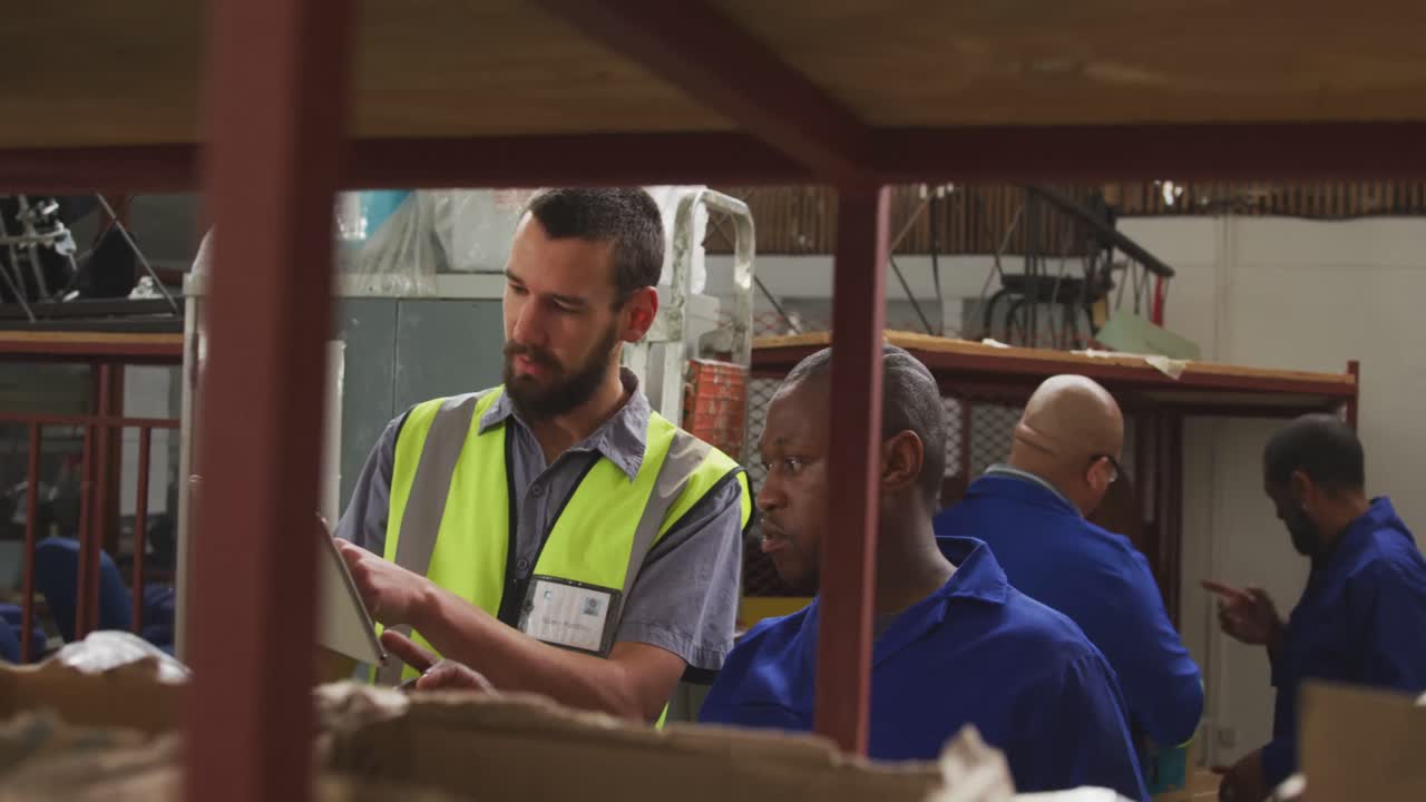 Workers discussing about the work