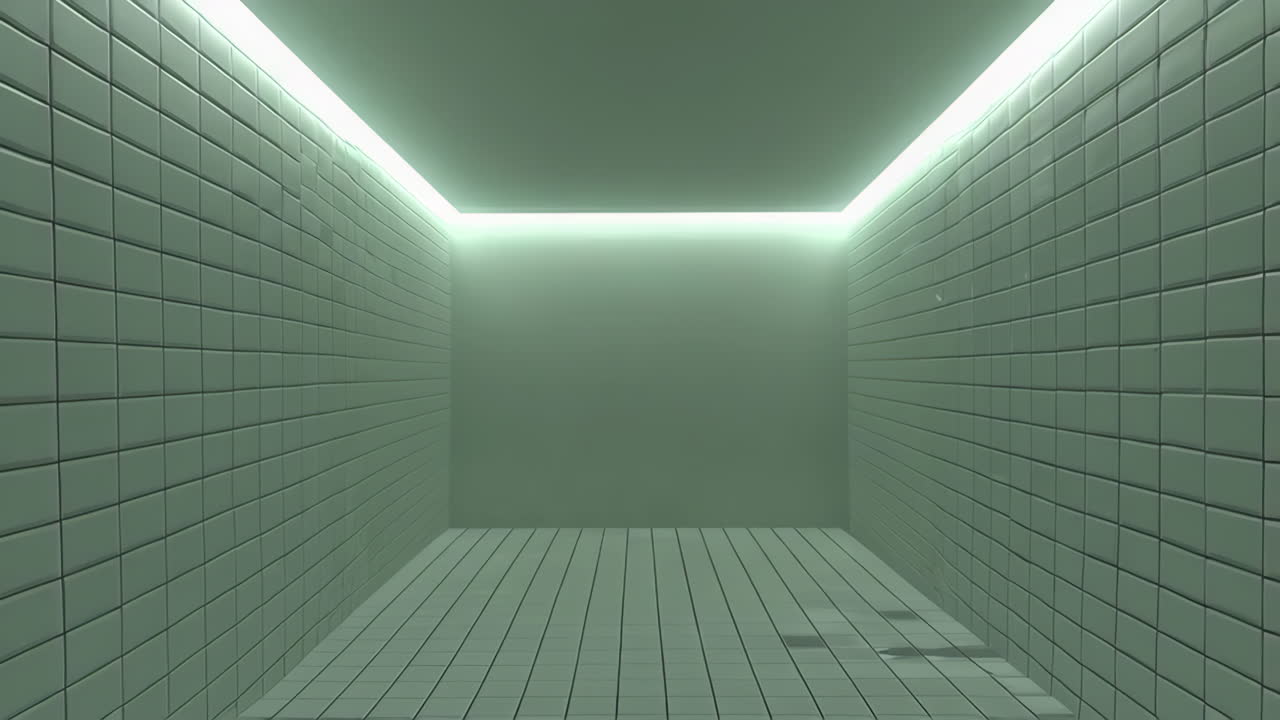 타일 벽이 있는  빈 녹색 방