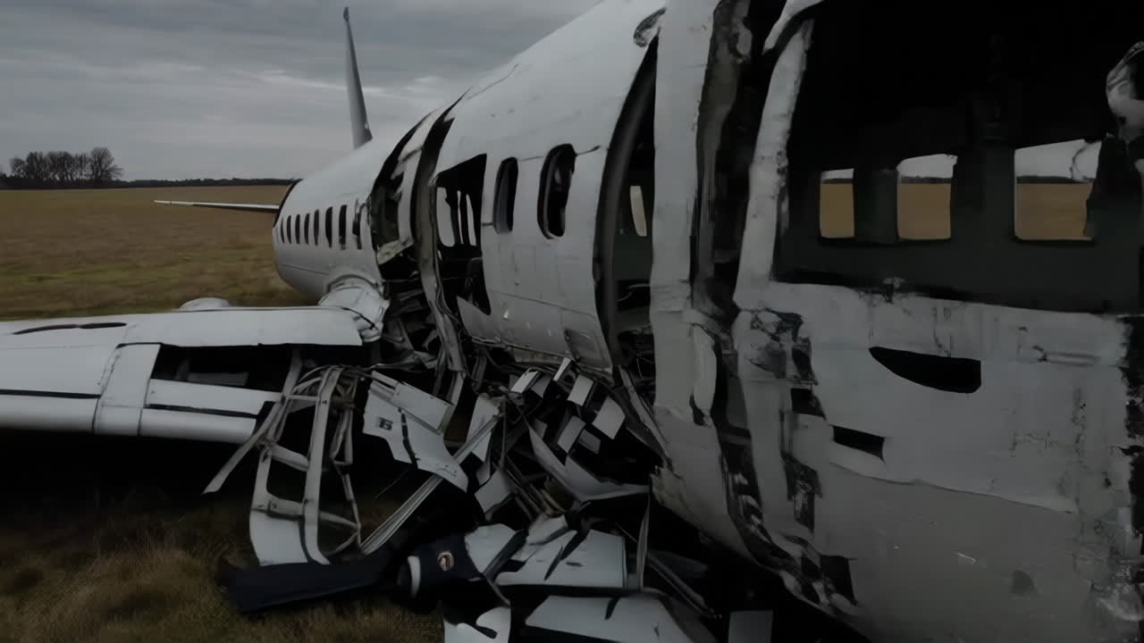 Damaged Airplane at Crash Site