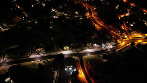 aerial flyaway pan up of suburban neighborhood, zurich switzerland
