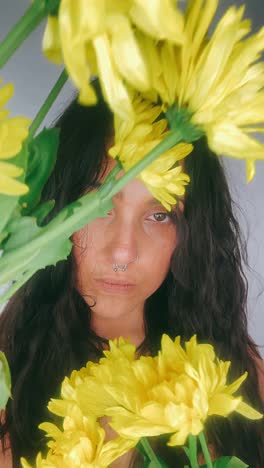 woman with yellow flowers