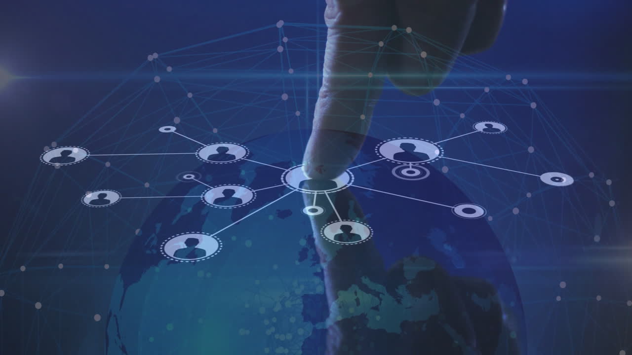 Interacting with digital animation, finger connecting to global network communication