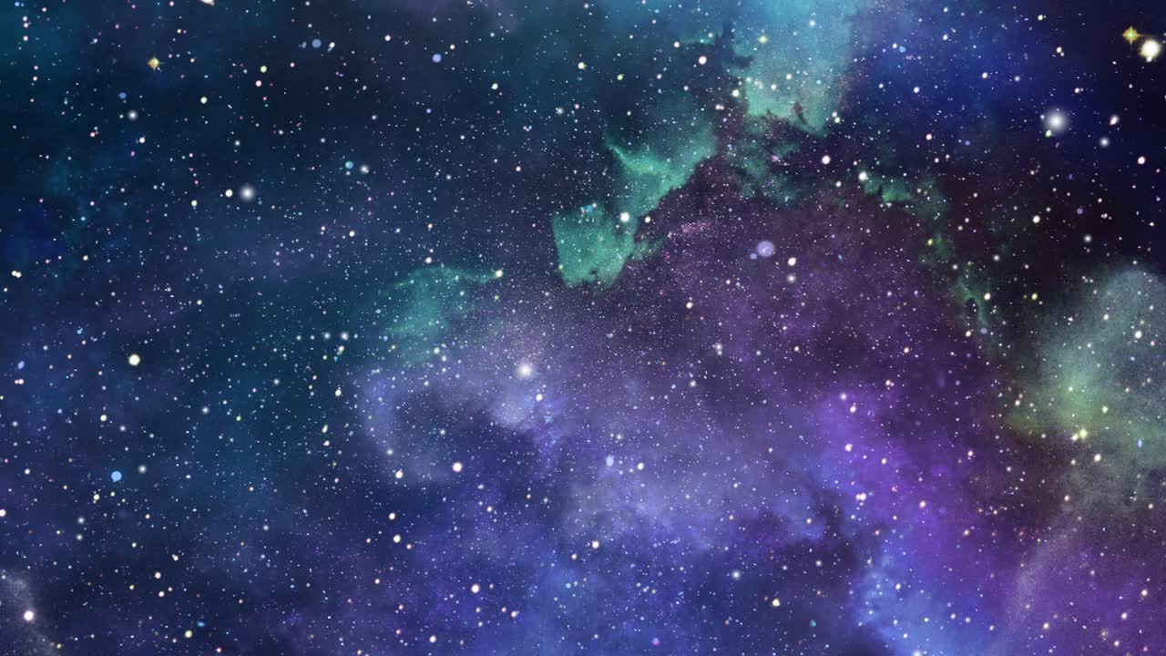 universo 4k e nuvole di nebulosa blu-verde che si muovono