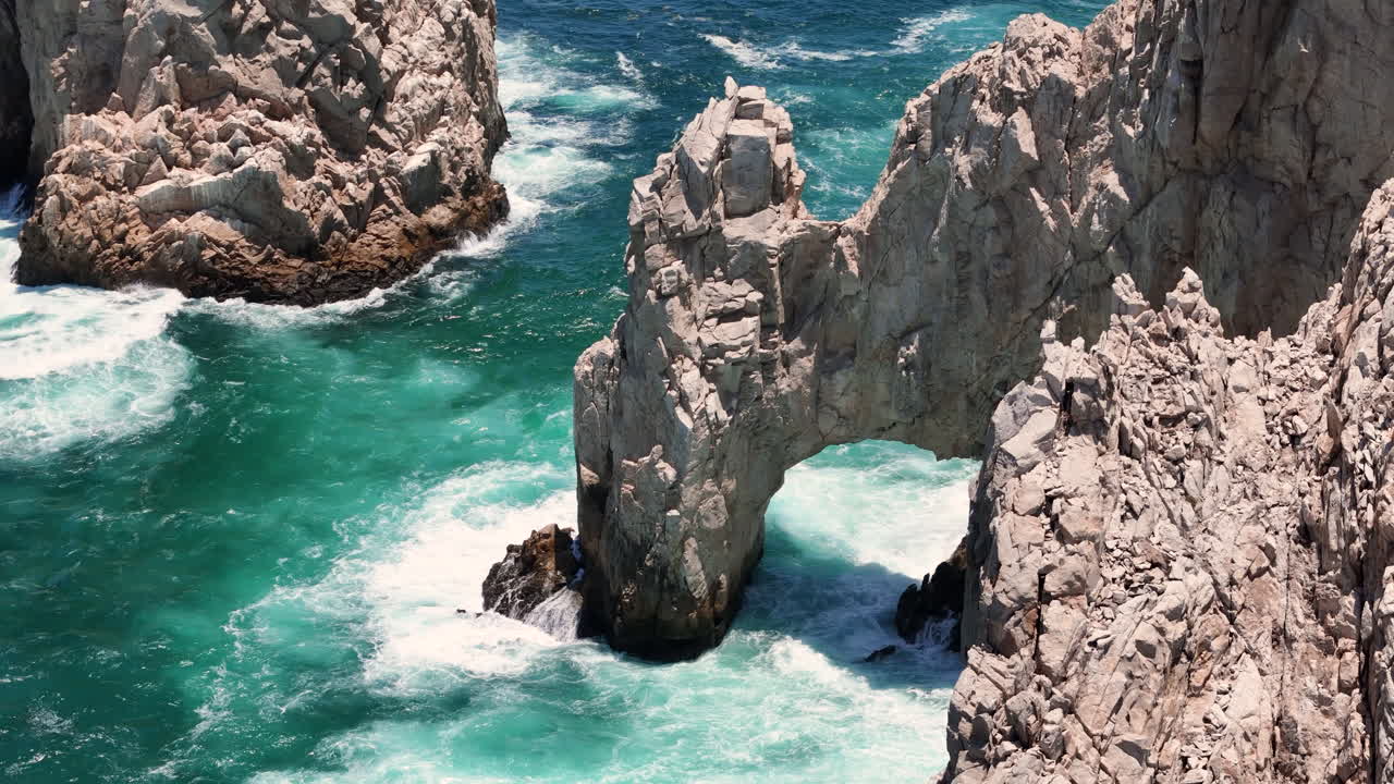 Drone Shot, Arch of Cabo San Lucas, Coastal Landmark and Tourist Attraction, Baja California USA