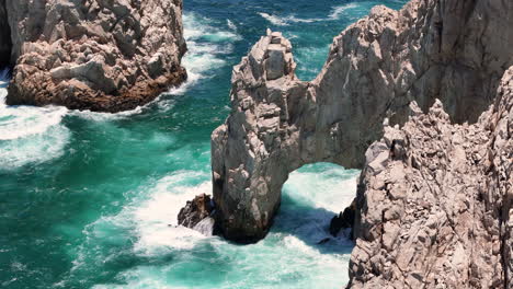 drone shot, arch of cabo san lucas, coastal landmark and tourist attraction, baja california usa
