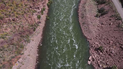 aerial view of river in desert