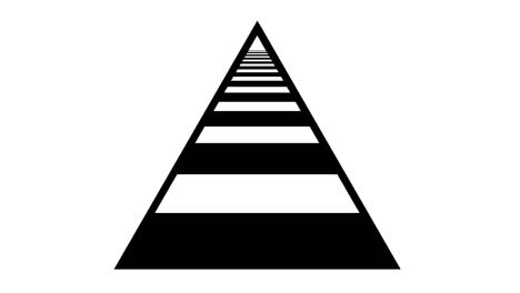 abstract black white crosswalk inside the shape of triangle frame. front view of tunnel triangle shape on white background.seamless looping animation