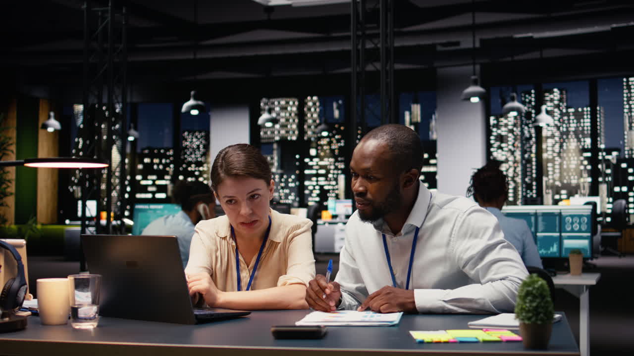 Multiethnic coworkers collaborating in a corporate office