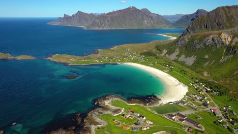 Beach-Lofoten-islands-is-an-archipelago-in-the-county-of-Nordland,-Norway.