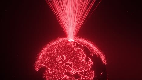 abstract glowing earth with red laser beam