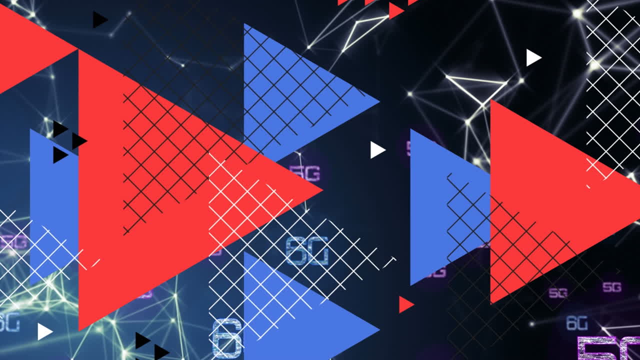 animación de flechas sobre el procesamiento de datos y la red de conexiones en fondo negro