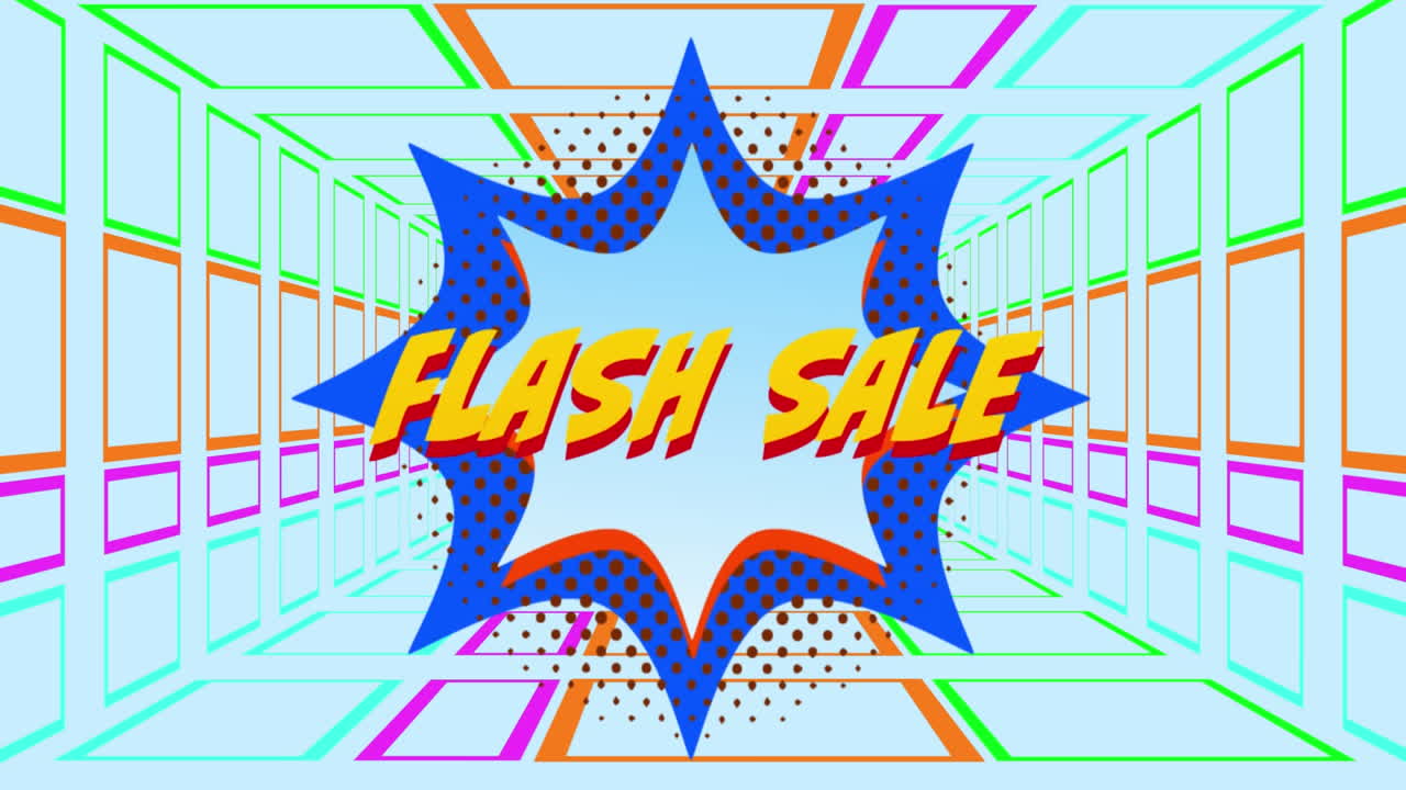 별 모양의 배너에 플래시 판매 그래픽