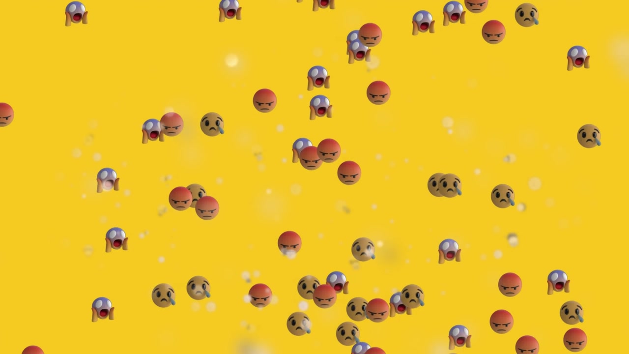 Animation of emoji icons on yellow background