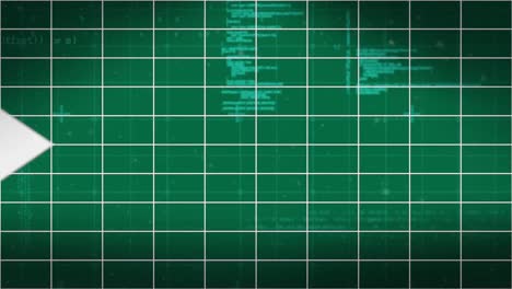 animación de flechas blancas que se mueven sobre fondo verde con procesamiento de datos