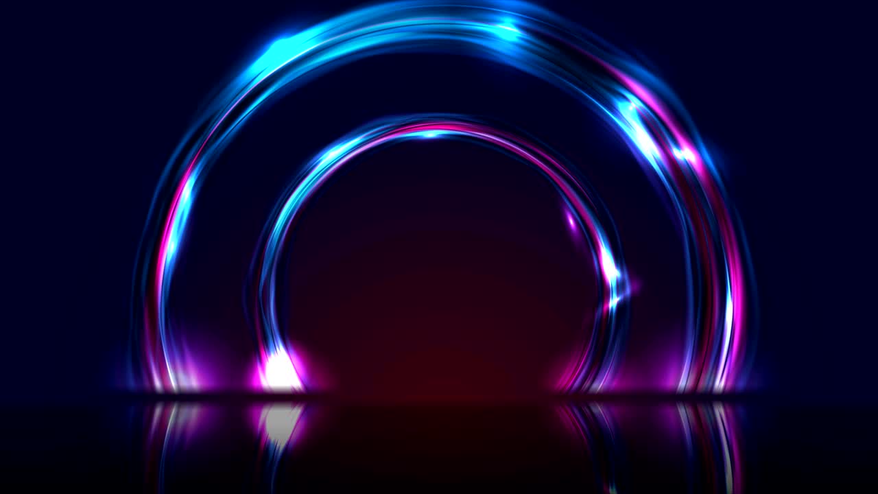 Blue ultraviolet neon glowing circles technology modern motion ...