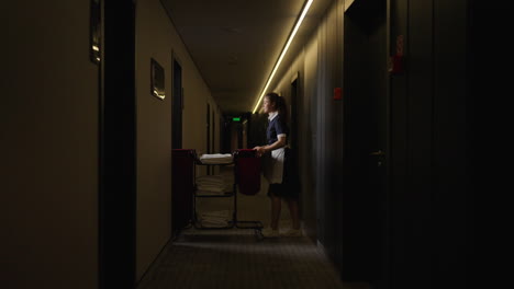 hotel maid in hallway