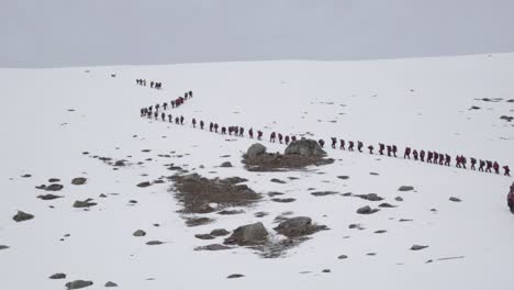 himalayan mountaineers walking towards their destination in discipline