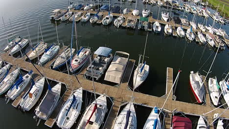 aerial footage of sailboat marina