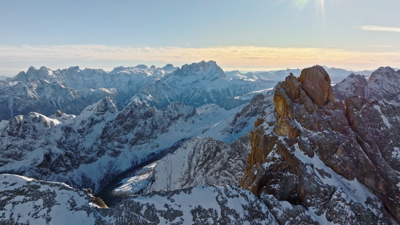 Aerial drone view of the Marmolada mountain in the Dolomites, northeastern Italy