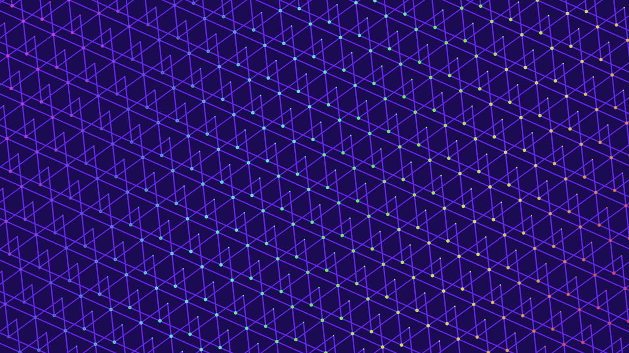 작은 네온 점이 있는 무지개 삼각형