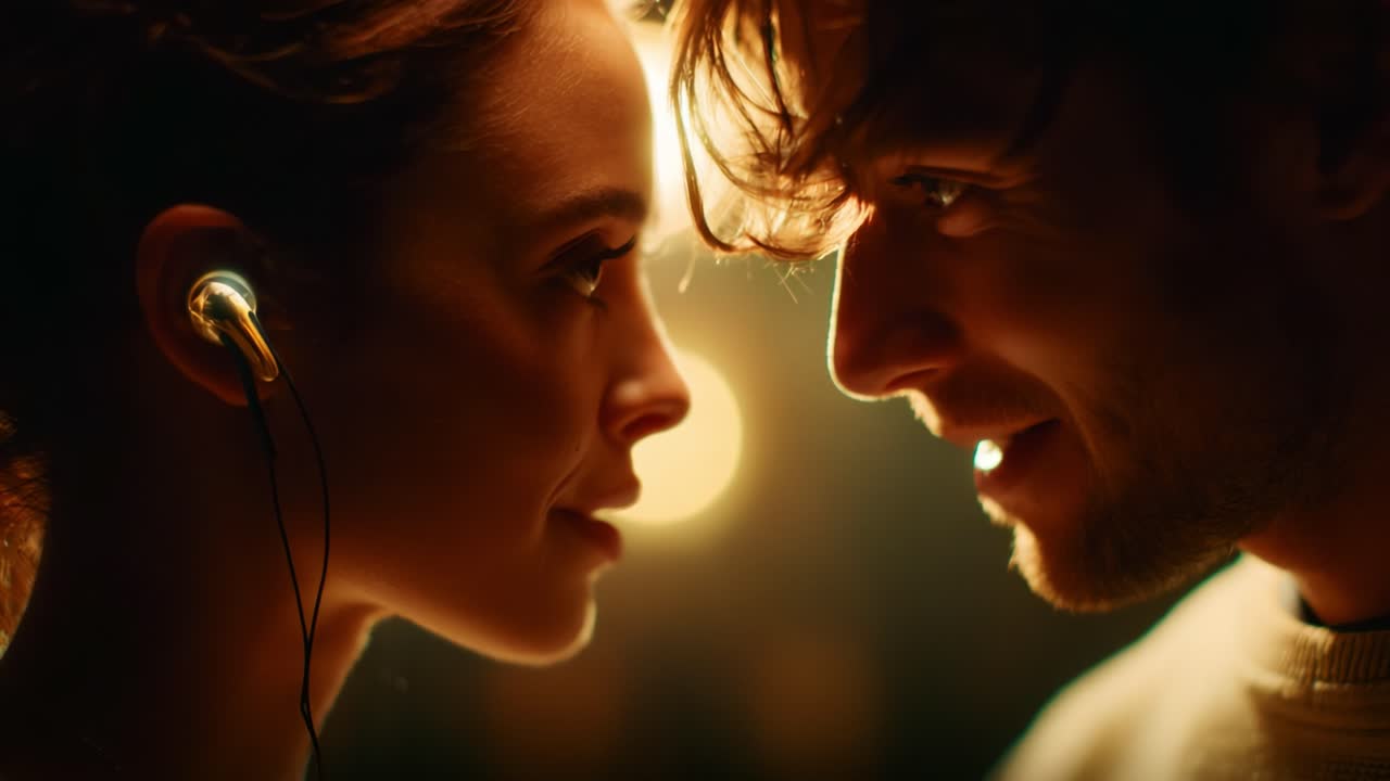 A Caring Connection: Exploring the Intense Bond Between Two Individuals Captured in Momentary Glances and Shared Smiles, Highlighting Emotion, Intimacy, and Connection Through Music