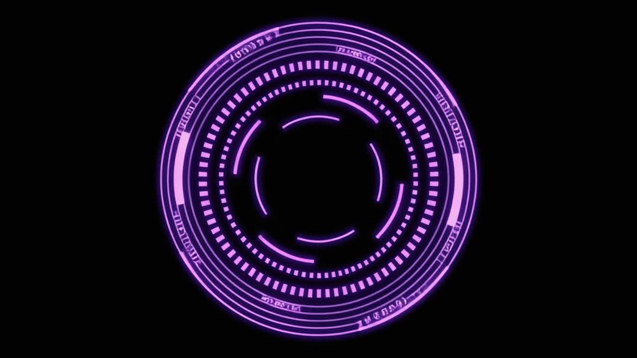 Animating Glowing Purple Futuristic HUD Circle Interface
