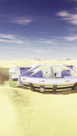 laboratory situated in a vast desert landscape under a clear sky