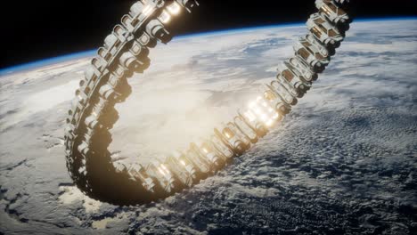 estación espacial futurista en órbita terrestre
