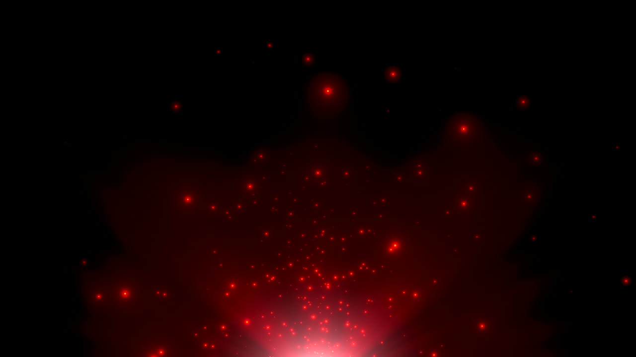 estrellas rojas voladoras y brillos en la galaxia oscura