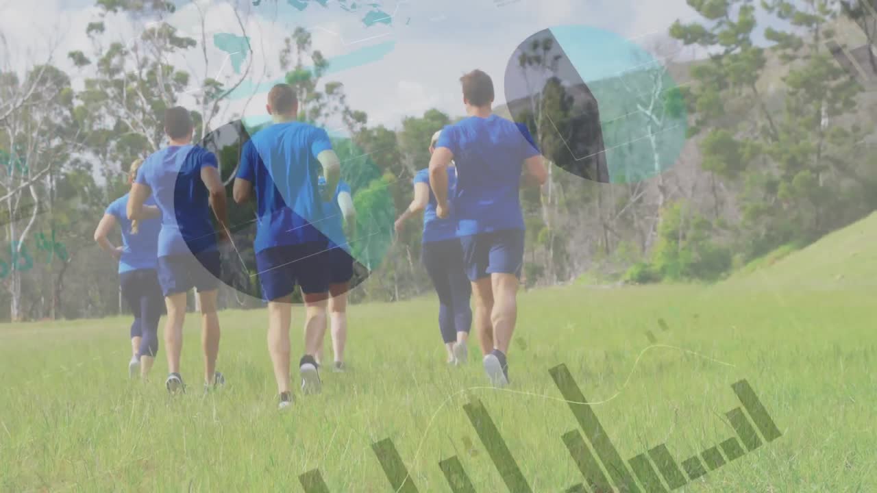 남성과 여성의 그룹에 대한 데이터 처리의 애니메이션