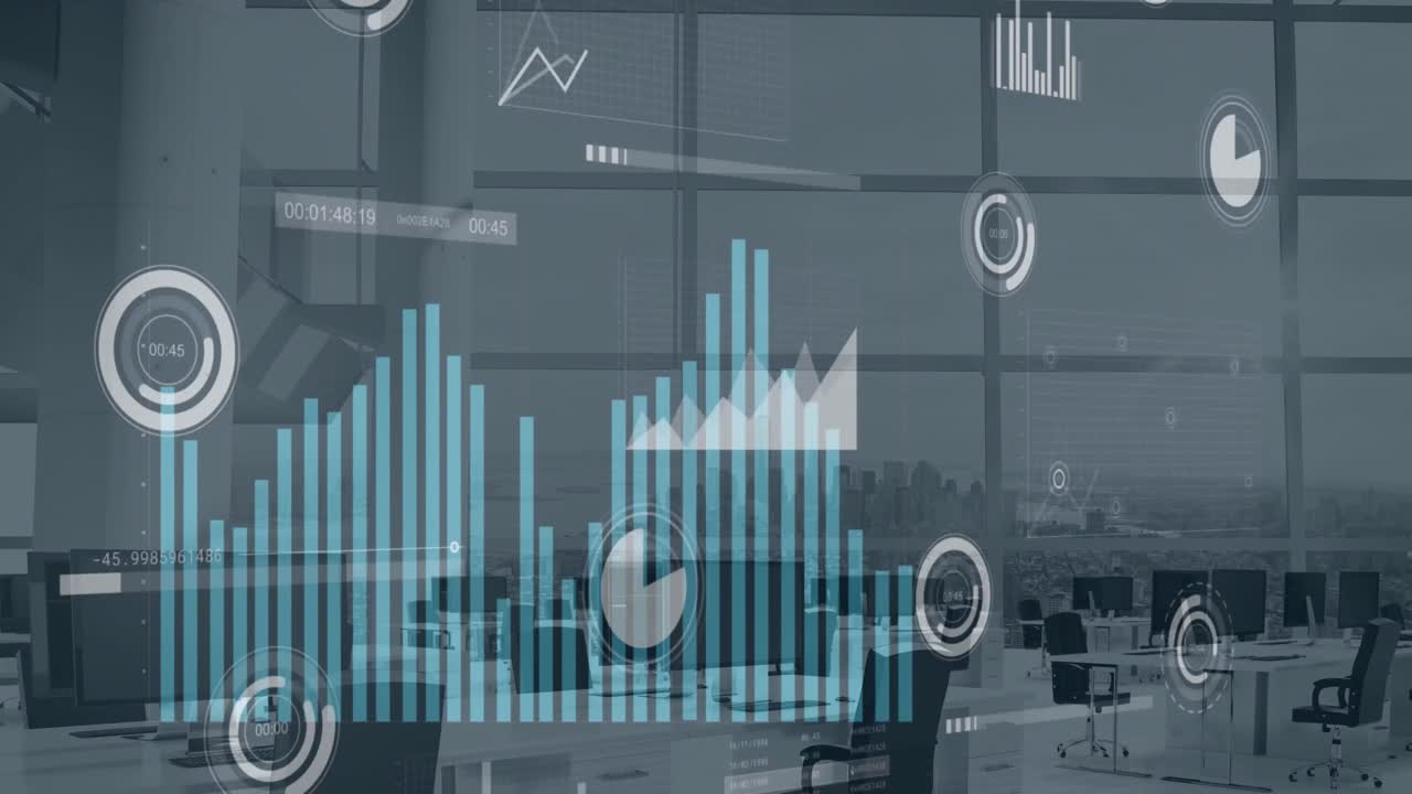 Premium stock video - Animation of statistical data processing against ...
