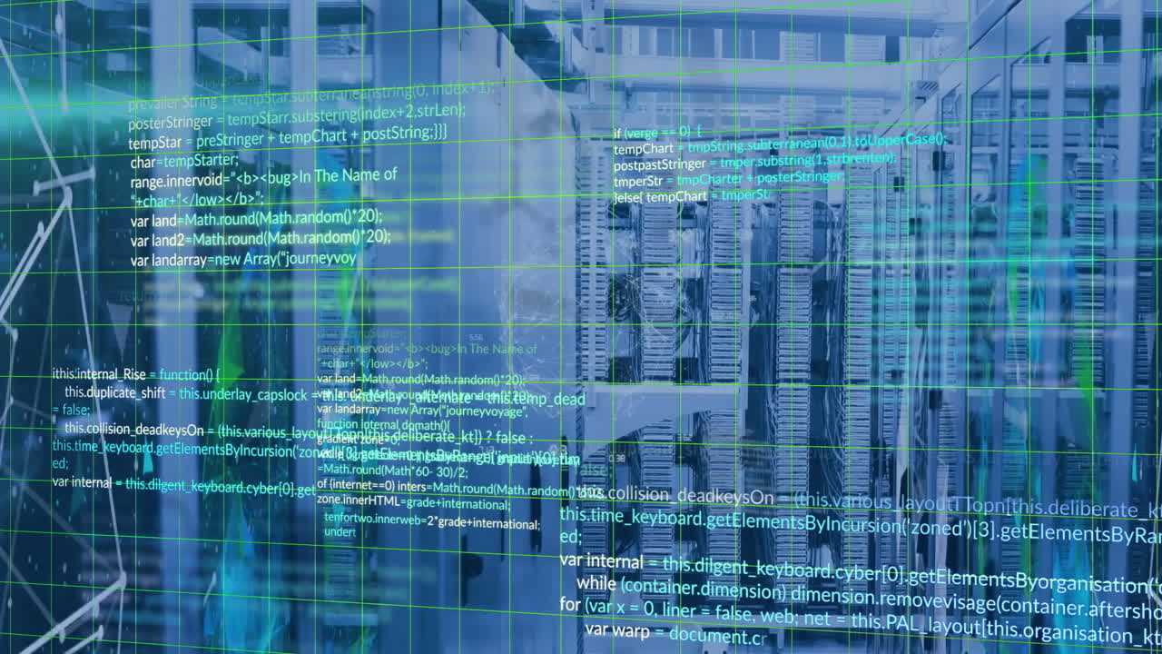 animación del procesamiento de datos digitales a través de servidores informáticos