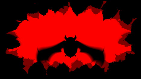 silhouette of bat flying over red and black abstract background