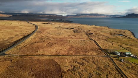 drone shot of plains and landscape in iceland during winter2