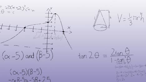 Animation-Mathematischer-Gleichungen-Und-Formeln,-Die-Vor-Grauem-Hintergrund-Mit-Farbverlauf-Schweben