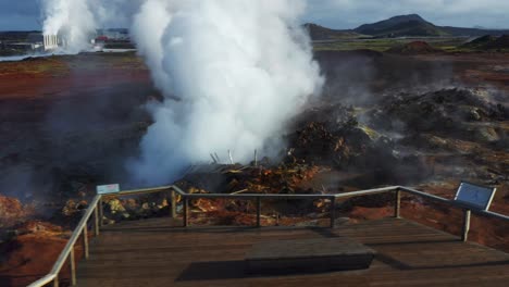 gunnuhver hot springs, active geothermal area of mud pools and steam vents in reykjanes peninsula, iceland